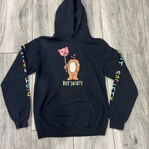 Riot Society Black Hoodie with Colorful Print